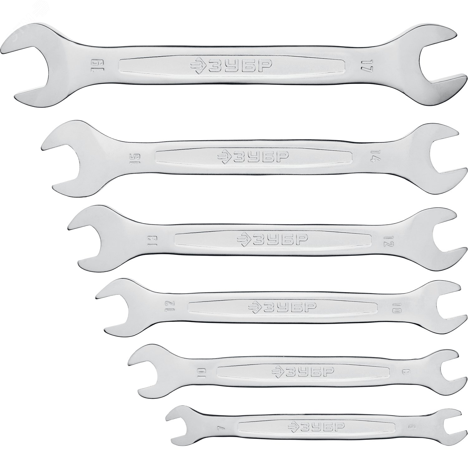 Изображение товара Набор рожковых гаечных ключей 6 шт 6-19 мм высокого качества ЗУБР