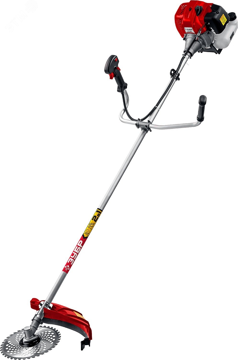 Изображение товара Бензиновый триммер ЗУБР 2.5 кВт с регулировкой и двумя режущими элементами