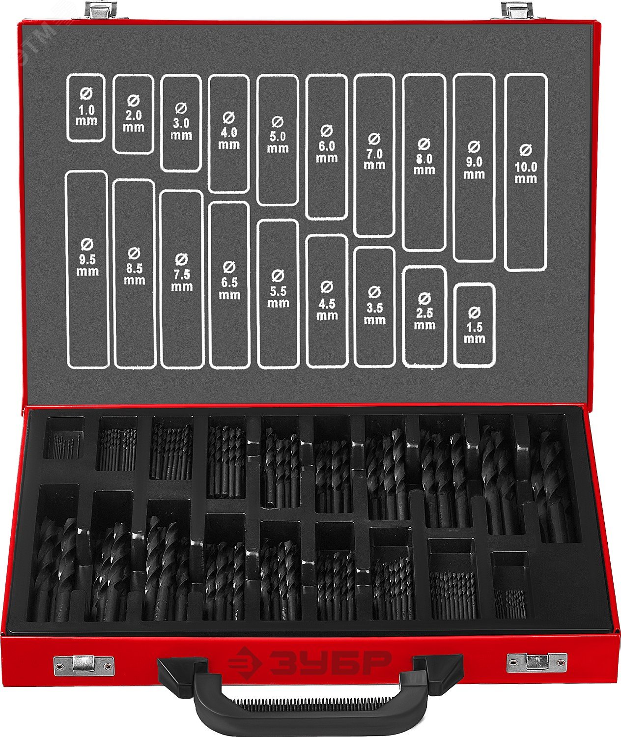 Изображение товара Набор сверл по металлу ЗУБР 170шт (1-10мм) сталь Р4М2
