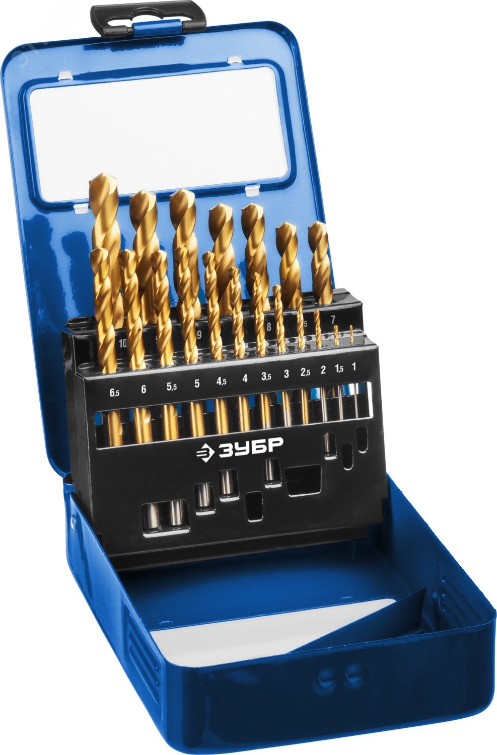 Изображение товара Набор сверл по металлу ЗУБР 19 шт Р6М5К5 кобальт ø1-10 мм