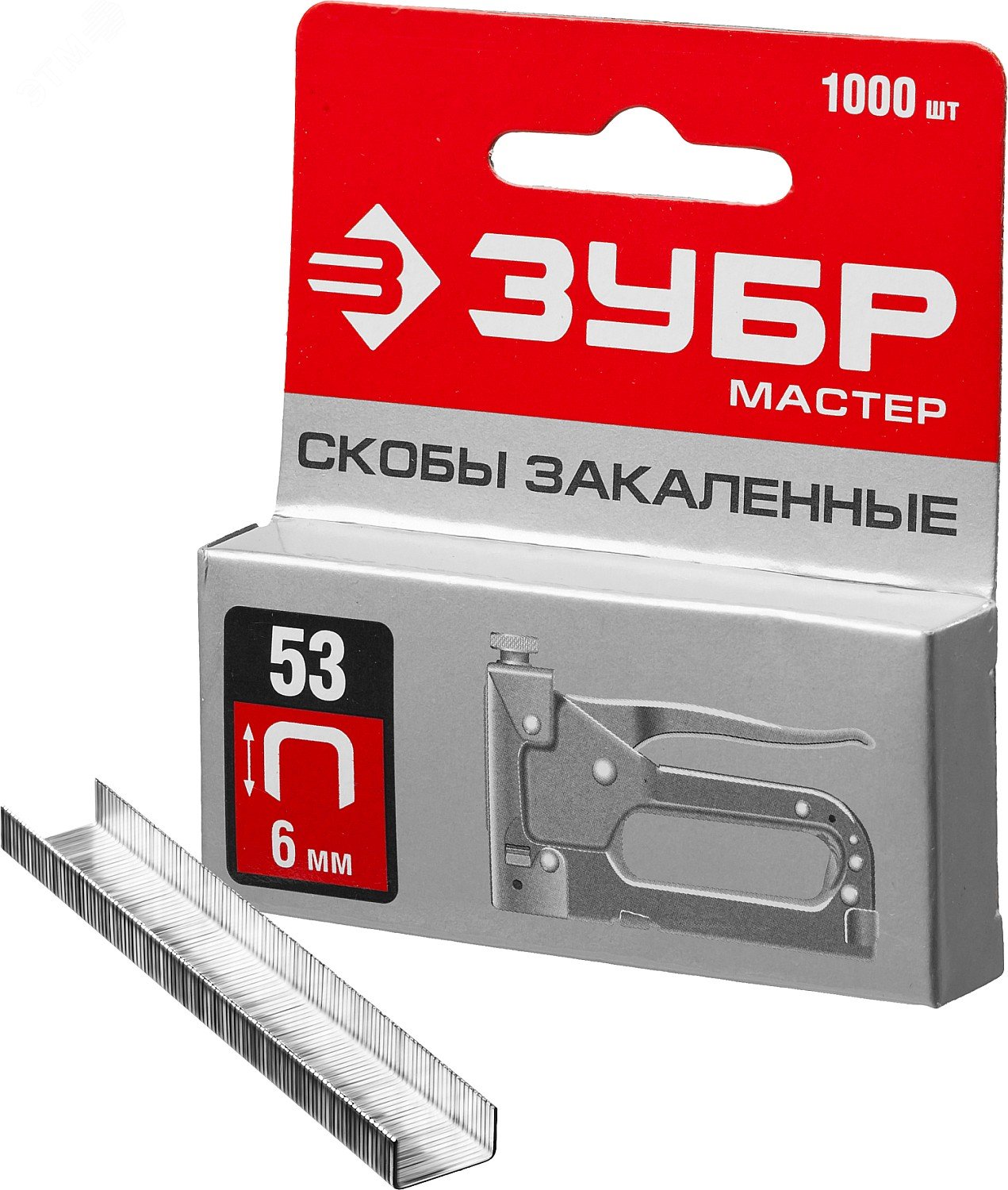 Изображение товара Скобы для степлера тип 53 6 мм 1000 шт калибр 23GA ЗУБР