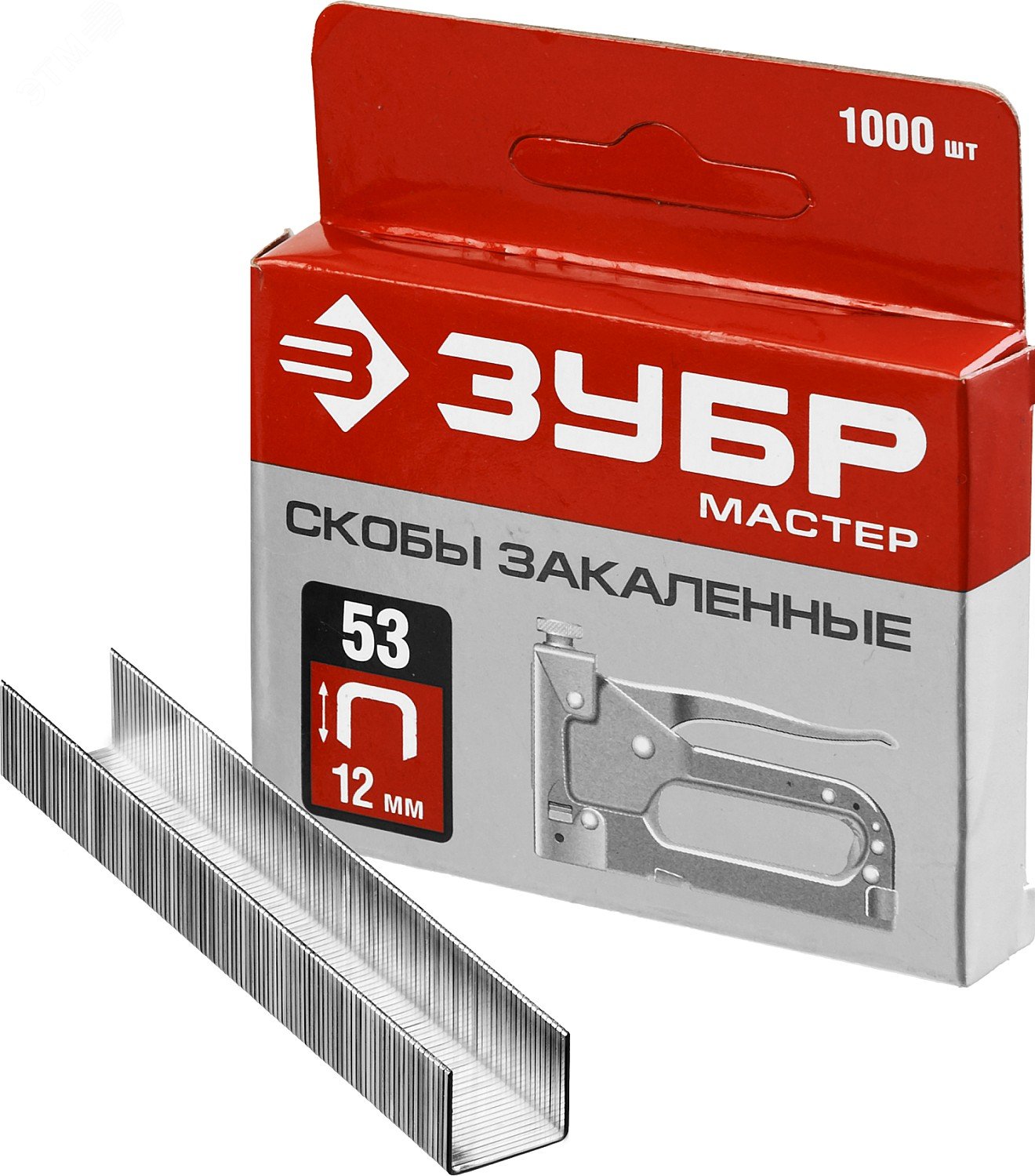 Изображение товара Скобы для степлера тип 53 (A/10/JT21) 12 мм, 1000 шт, калибр 23GA (упак)