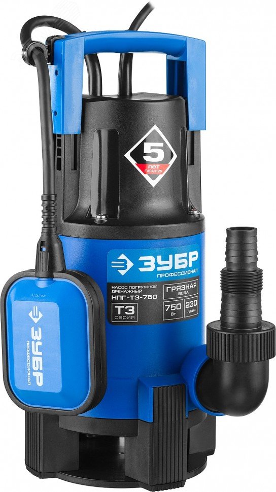 Изображение товара Насос дренажный для грязной воды Профессионал НПГ-Т3-750 ЗУБР 750 Вт