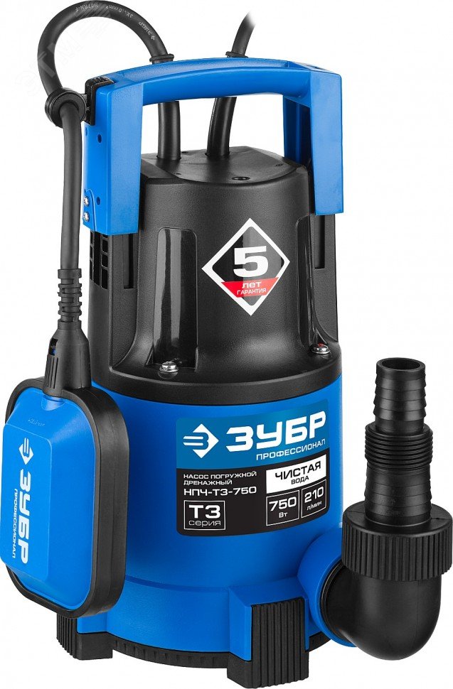Изображение товара Насос дренажный погружной ЗУБР НПЧ-Т3-750 750 Вт для чистой и загрязнённой воды