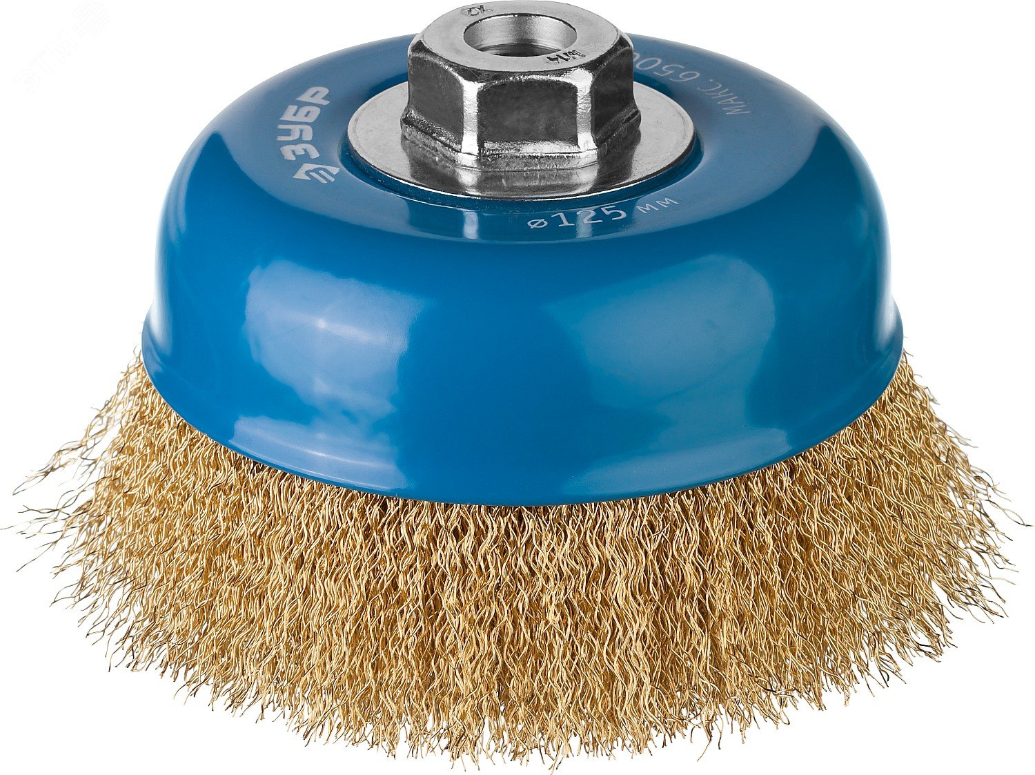 Изображение товара Щетка чашечная для УШМ, витая латунированная стальная проволока 0,3мм, 125ммхМ14 ''Профессионал''. (шт)