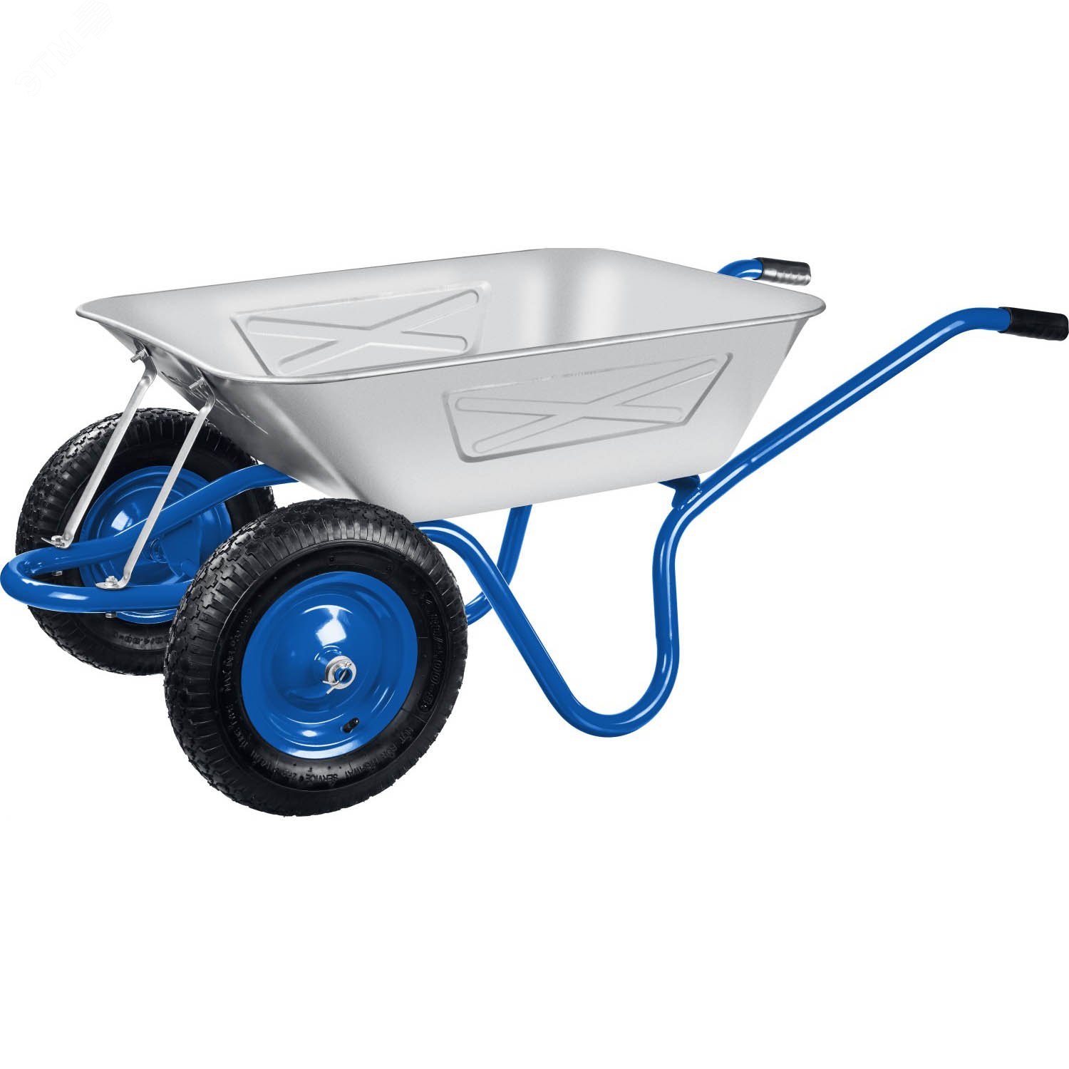 Изображение товара Строительная двухколесная тачка ПТ-350 усиленная 280 кг оцинкованная сталь