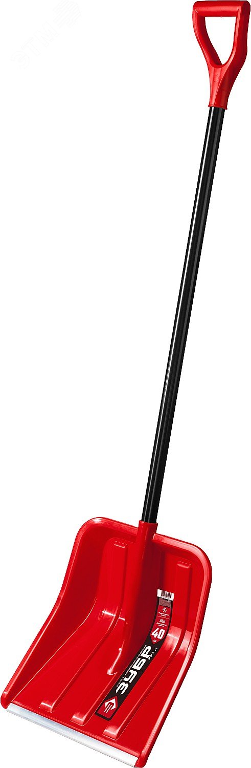Снеговая лопата УРАЛ 400 мм пластиковая со стальной планкой эргономичный алюминиевый черенок V-ручка 39927 ЗУБР - превью