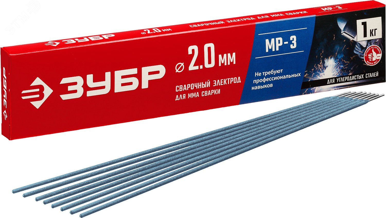 Изображение товара Электроды МР-3 рутиловый, d 2,0x300 мм, 1 кг в коробке