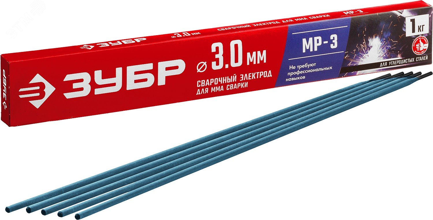 Изображение товара Электроды МР-3 рутиловый, d 3.0x350 мм, 1 кг в коробке. (уп)