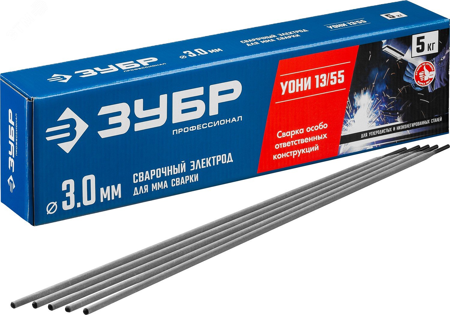 Изображение товара Электроды УОНИ 13/55 3 мм основное покрытие 5 кг ЗУБР