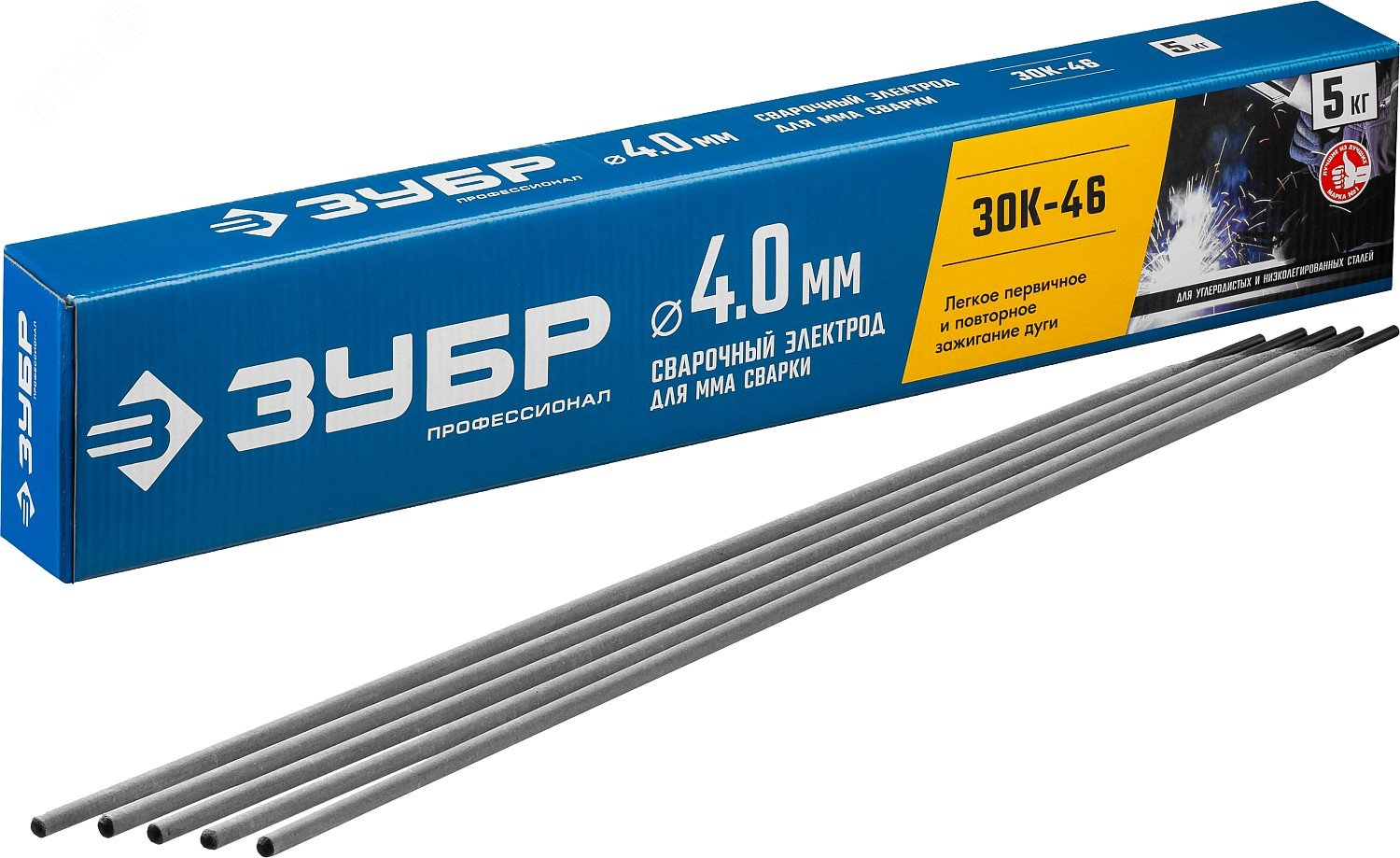 Изображение товара Электроды ЗОК-46 рутил-целлюлозные 4 мм 5 кг в коробке профессиональные