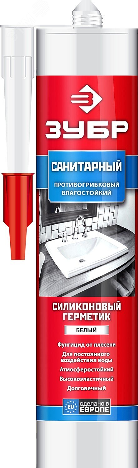 Изображение товара Герметик санитарный силиконовый 280 мл белый (шт)