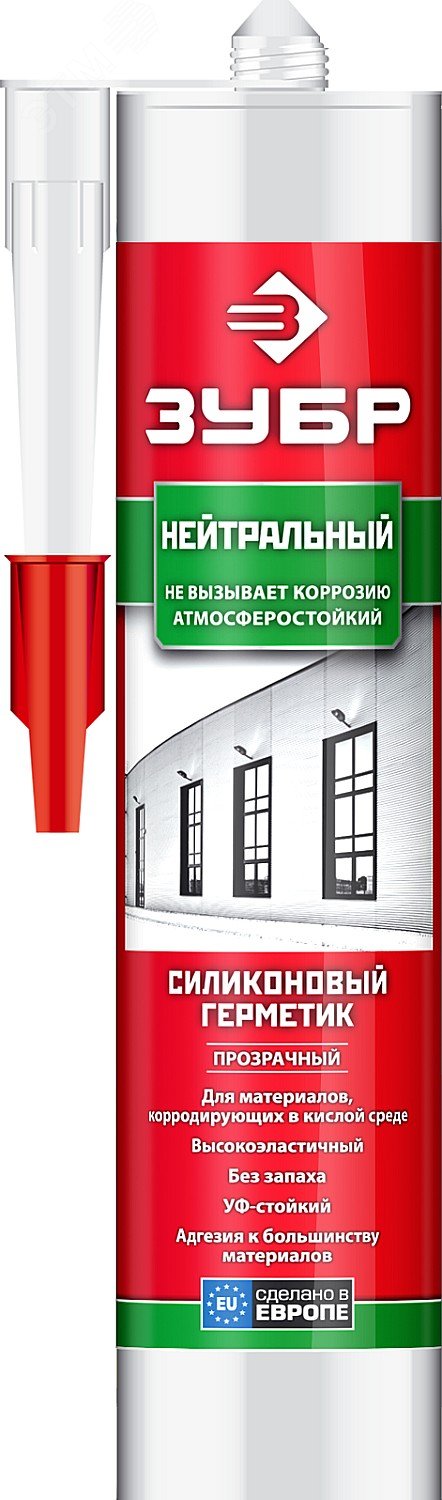 Герметик нейтральный силиконовый 280 мл прозрачный артикул 41237-2 ЗУБР ...