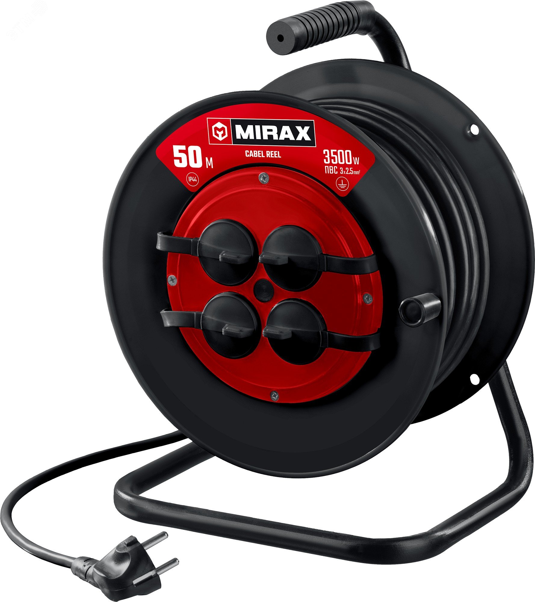 Изображение товара Удлинитель силовой на катушке MIRAX 50 м для профессионального использования