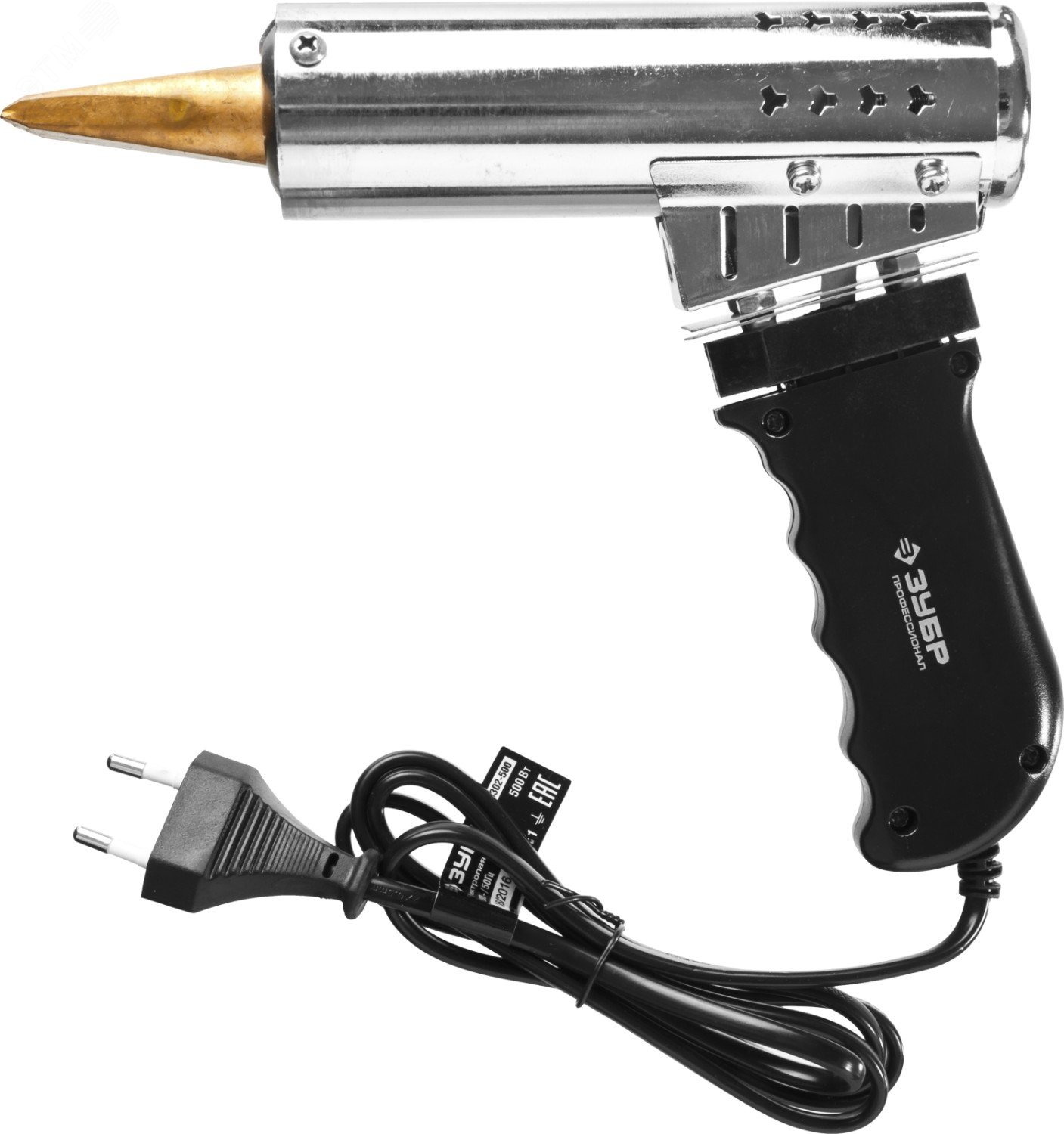 Электропаяльник  500Вт с пластиковой пистолетной рукояткой, клин, Ceramic PRO 55302-500 ЗУБР - превью 2