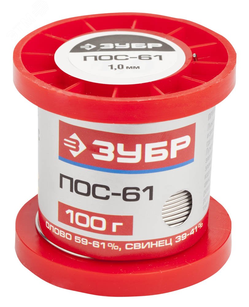 Изображение товара Припой , ПОС 61, проволока, 100г, 1мм (шт)