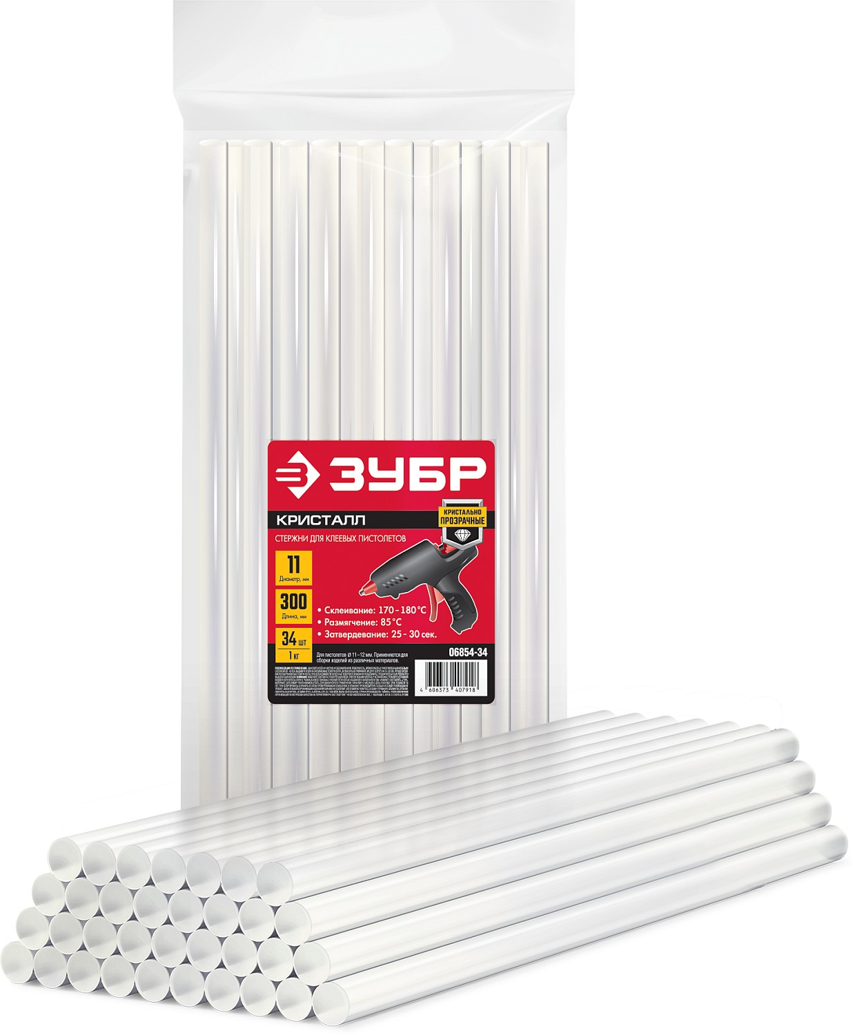 Стержни прозрачные универсальные клеевые, d 11 мм х 200 мм (11-12 мм) 34 шт. 1 кг