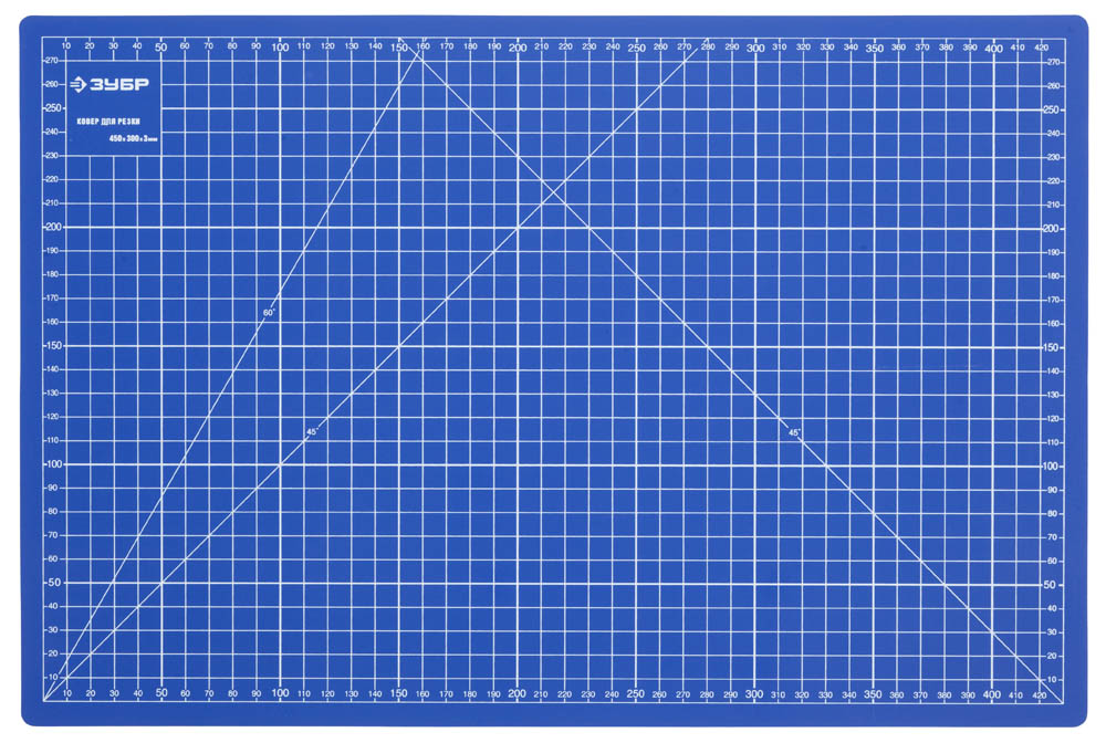 Коврик ''ЭКСПЕРТ'', непрорезаемый, 3мм, цвет синий, 450х300 мм