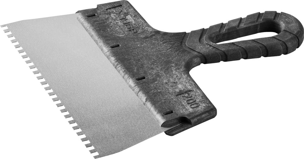 Шпатель ''Мастер'' ФАСАДНЫЙ, нержавеющее полотно, 200мм, зуб 4х4мм