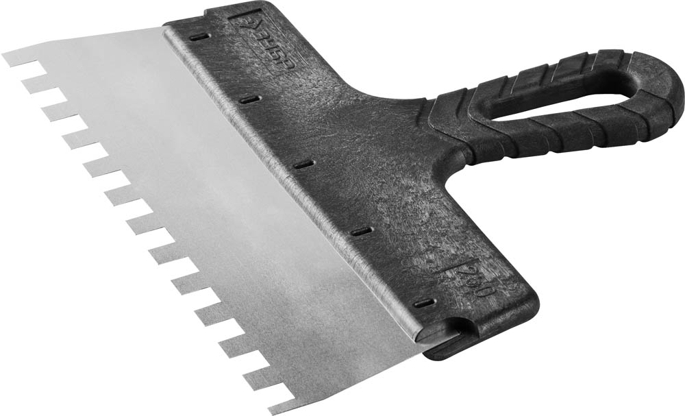 Шпатель ''Мастер'' ФАСАДНЫЙ, нержавеющее полотно, 250мм, зуб 10х10мм