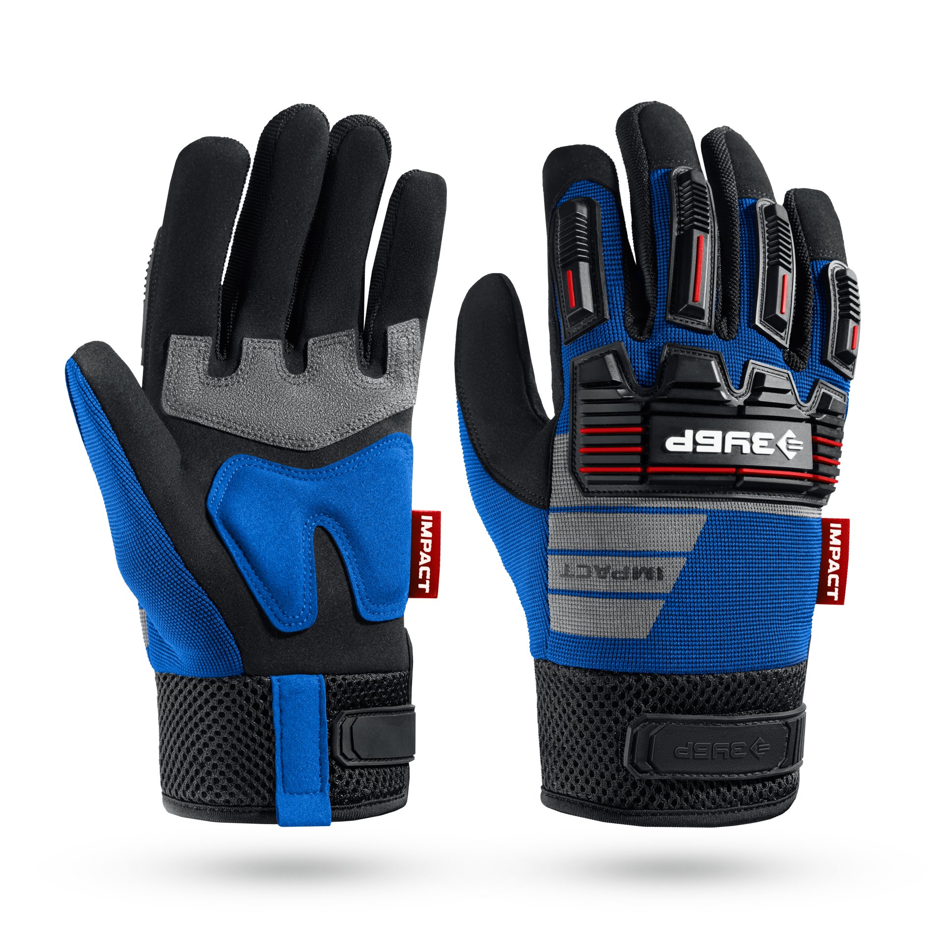 Перчатки профессиональные комбинированные, антивибрационные, противоударные, Профессионал, синие р.L 9 IMPACT