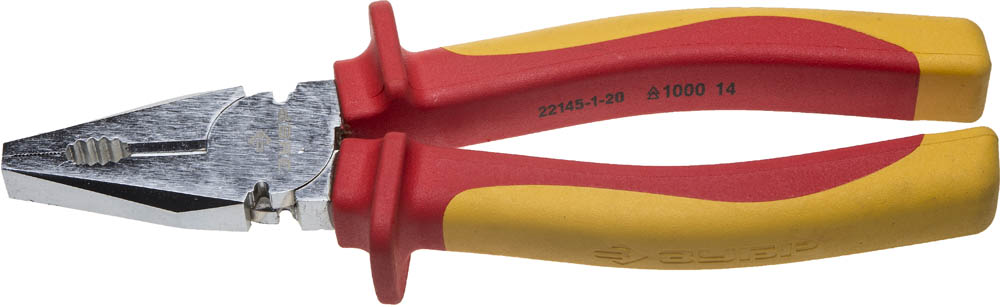 Плоскогубцы ''ПРОФИЭЛЕКТРИК'', диэлектрические комбинированные, двухкомп маслобензостойкая рукоятка, до ~1000В, 200мм, Профессионал