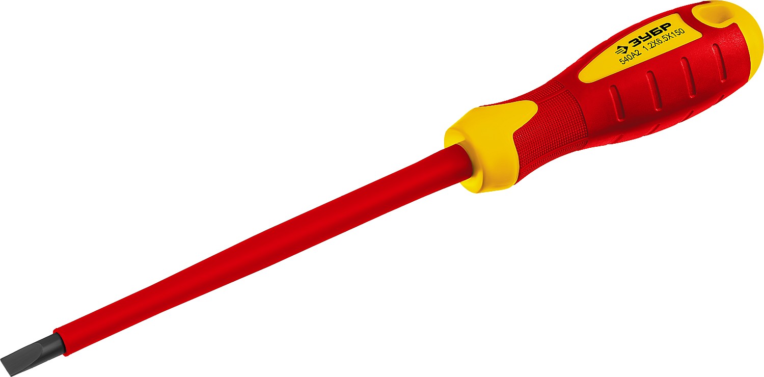 Отвертка диэлектрическая до 1000В, ''Профессионал'' ''ПРОФИ ЭЛЕКТРИК'' 25261-6.5-150, Cr-V, трехкомпонент рукоятка, SL 6X150 мм
