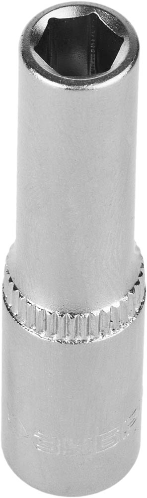 Головка торцовая ''Мастер'' (1/4''), удлиненная, Cr-V, FLANK, хроматированное покрытие, 6мм