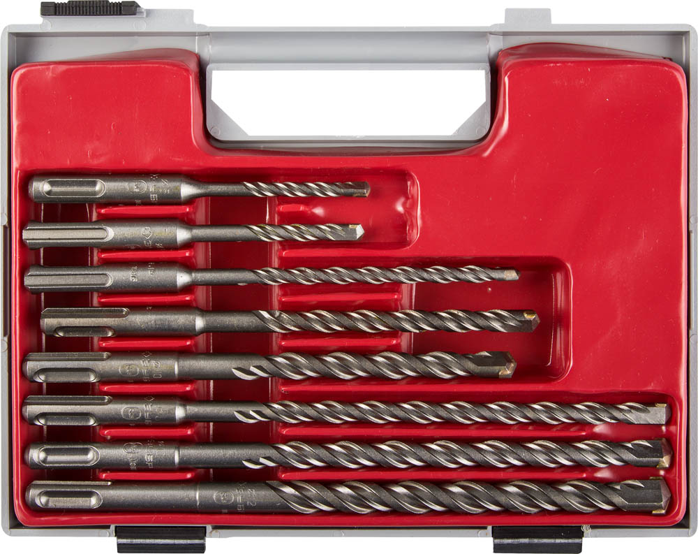 Набор буров SDS-plus 8 шт: 5x110, 6x110, 6x160, 8x160, 10x160, 8x210, 10x210, 12x210 мм