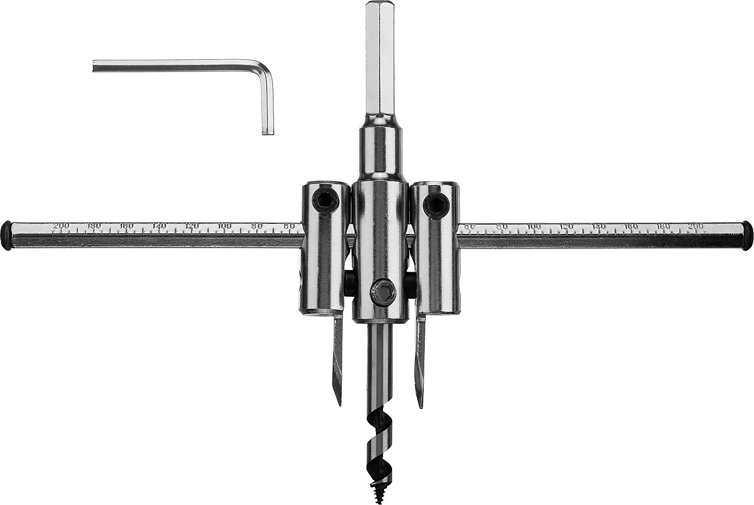 Сверло ''Мастер'' регулируемое по дереву, двухрезцовое ''Балеринка'', d=40-200мм, 1-30мм, в блистере