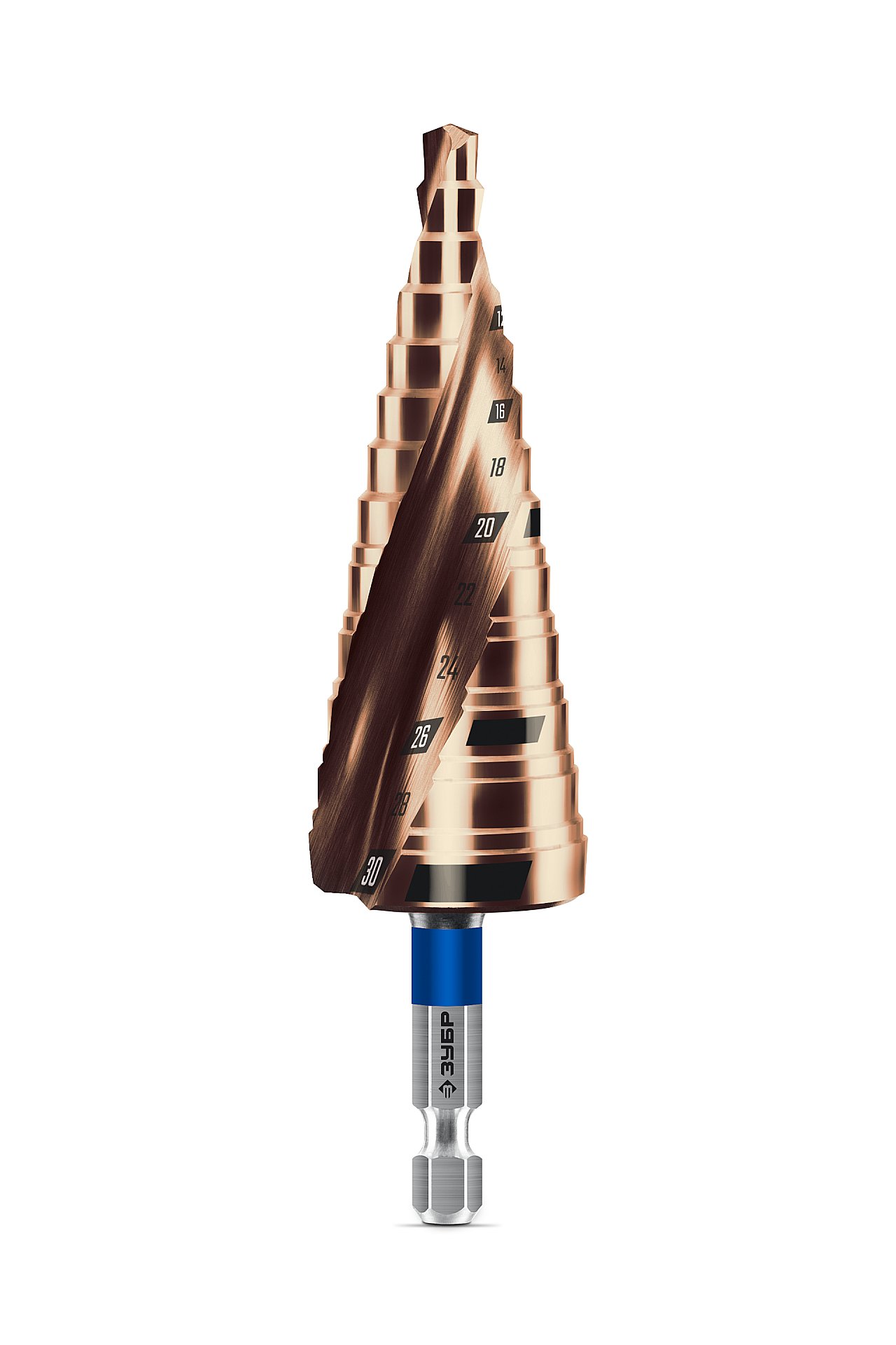 Сверло ступенчатое, винтовая проточка, КОБАЛЬТ 9-30мм, 13 ступеней, ПРОФЕССИОНАЛ