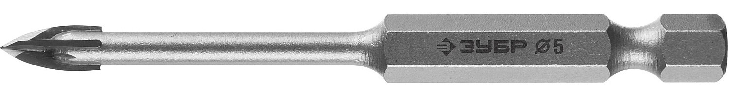 Сверло по кафелю, керамике, стеклу, с четырьмя режущими лезвиями, шестигранный хвостовик, 5 мм, ''Профессионал'' 29845-05