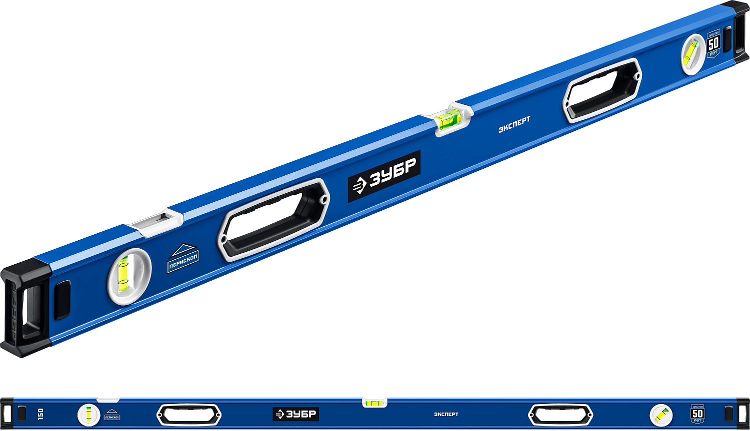 Уровень мощный 1500 мм с рукоятками и зеркальным глазком Эксперт