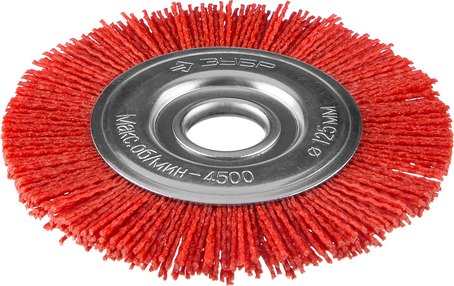 Щетка дисковая для УШМ, нейлоновая проволока с абразивным покрытием, 125х22мм ''Профессионал''.