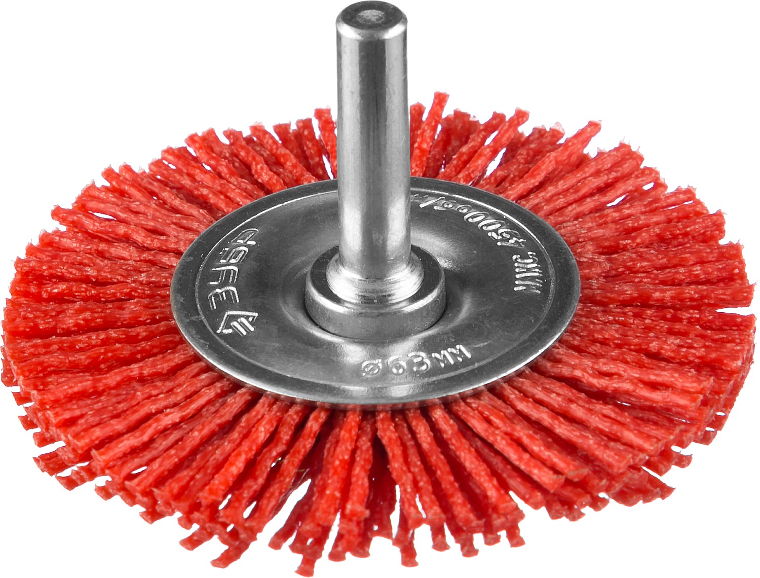 Щетка дисковая для дрели, нейлоновая проволока с абразивным покрытием, 63мм ''Профессионал''.