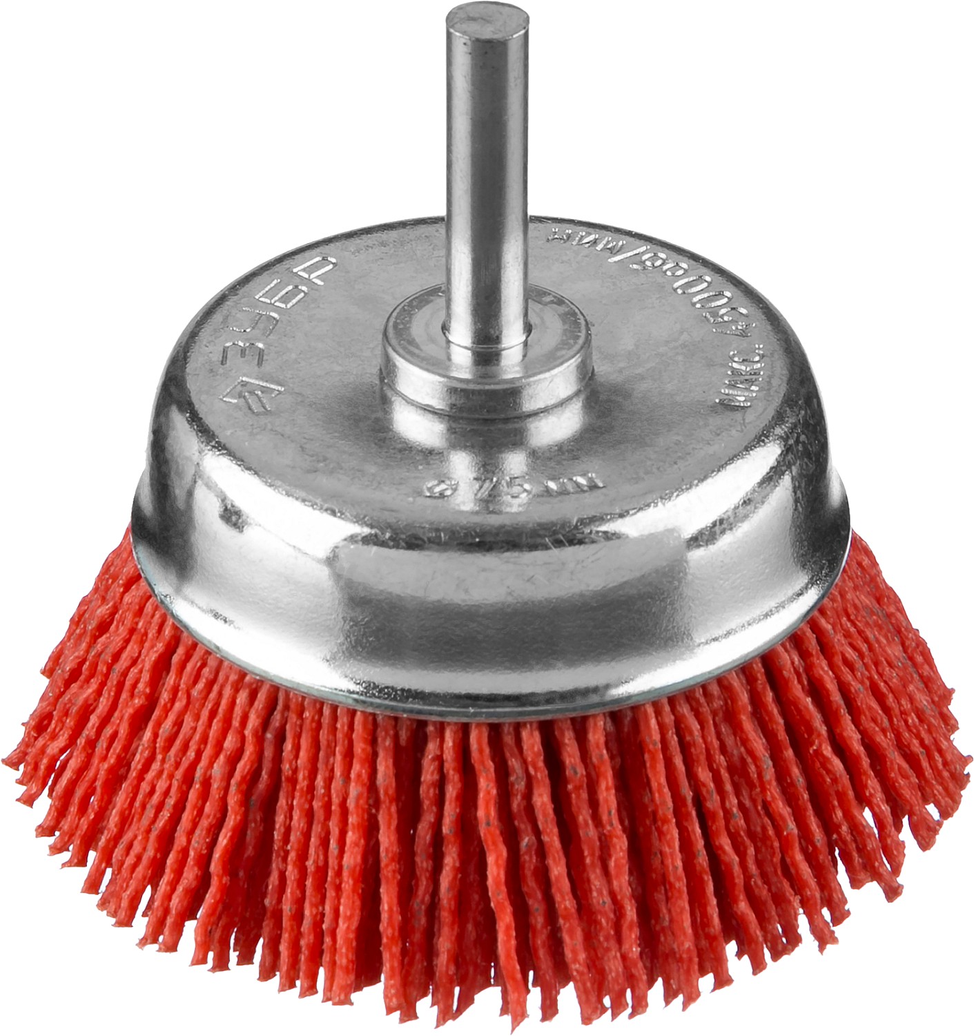 Щетка чашечная для дрели, нейлоновая проволока с абразивным покрытием, 75мм ''Профессионал''.