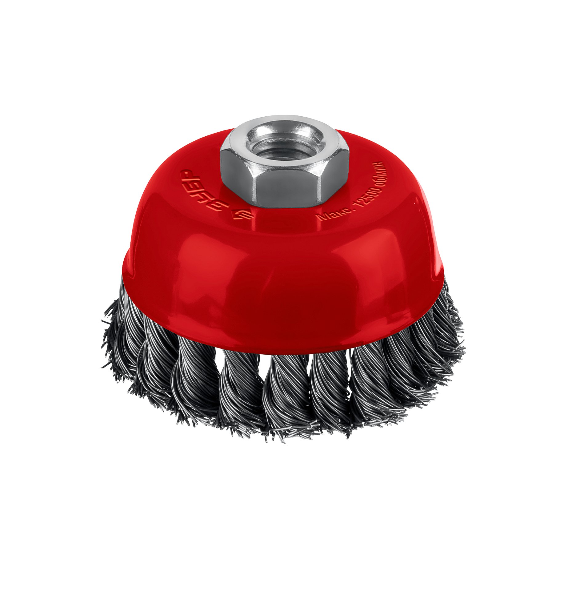 Щетка чашечная для УШМ, жгутированная стальная проволока 0.5 мм, посад. М14, 75хМ14