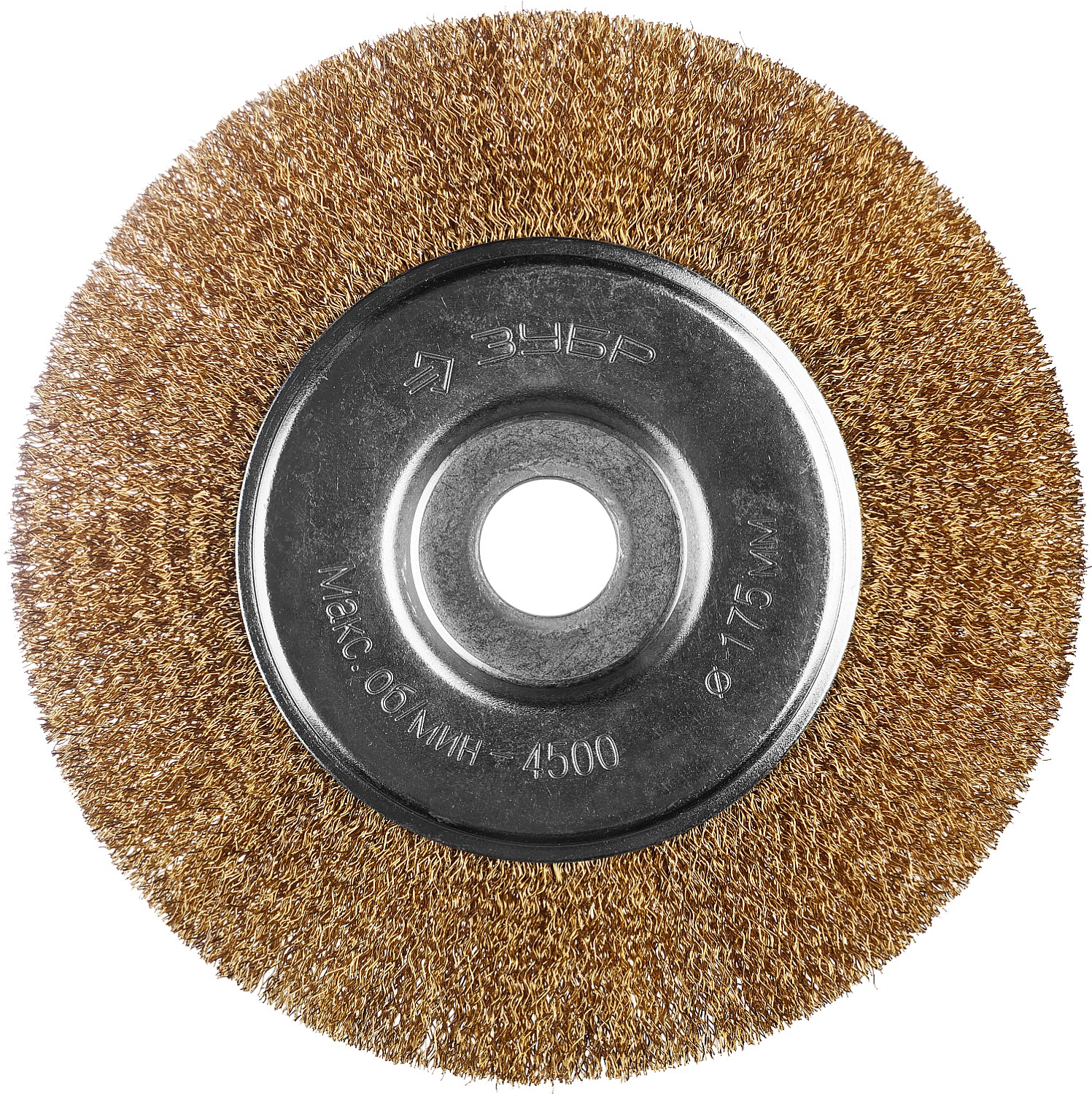 Щетка дисковая для УШМ, витая стальная латунированная проволока 0,3мм, 175х22мм ''Профессионал''.