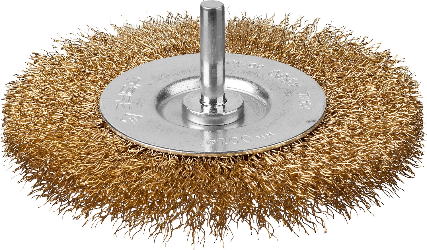 Щетка дисковая для дрели, витая латунированная стальная проволока 0,3мм, 100мм ''Профессионал''.