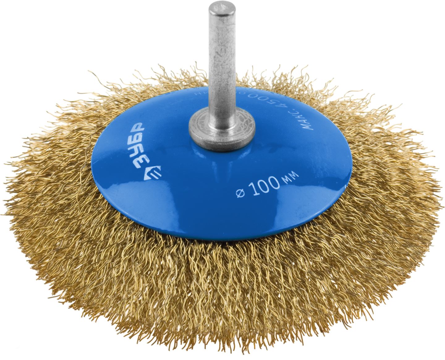 Щетка коническая для дрели, витая латунированная стальная проволока 0,3мм, 100мм ''Профессионал''.