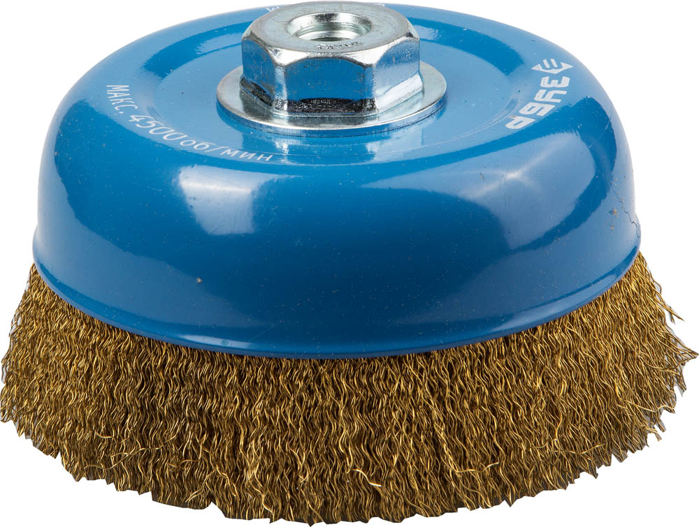 Щетка чашечная для УШМ, витая латунированная стальная проволока 0,3мм, 150ммхМ14 ''ЭКСПЕРТ''.