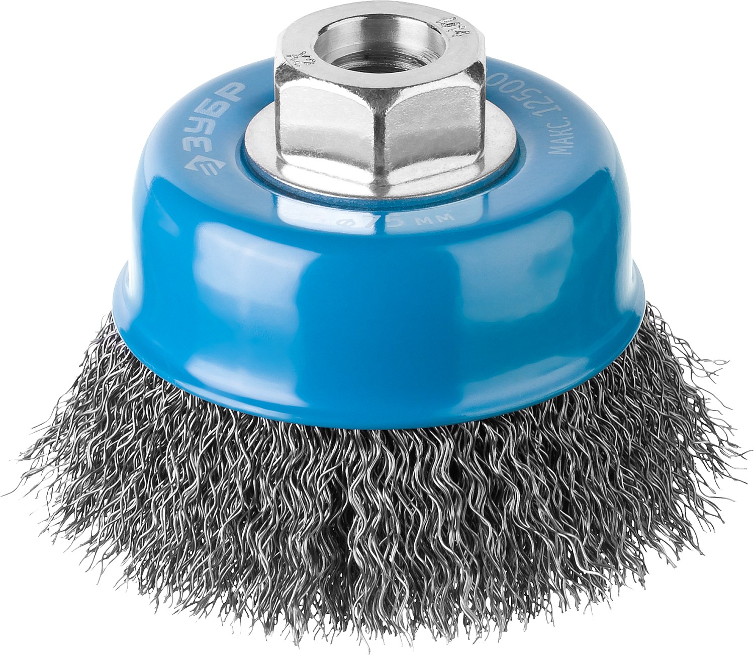 Щетка чашечная для УШМ, витая стальная проволока 0,3мм, 75ммхМ14 ''Профессионал''.