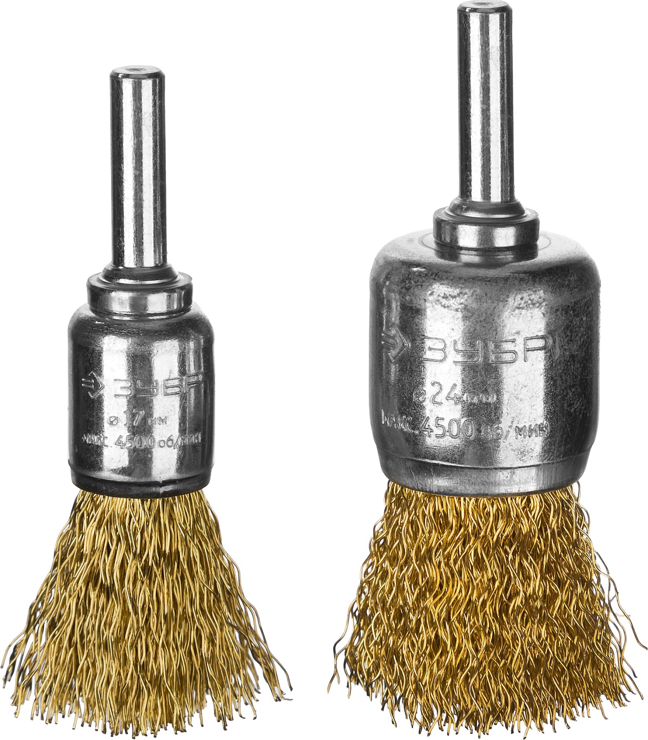 Набор щеток кистевых для дрели, витая стальная латунированная проволока 0,3мм, для дрели, 2 шт ''Профессионал''.