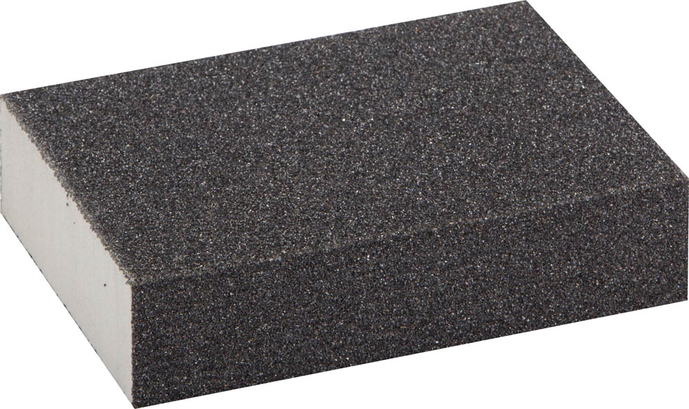 Губка шлифовальная ''ЭКСПЕРТ'' четырехсторонняя, SiC, средняя жесткость, Р80, 100х68х26 мм