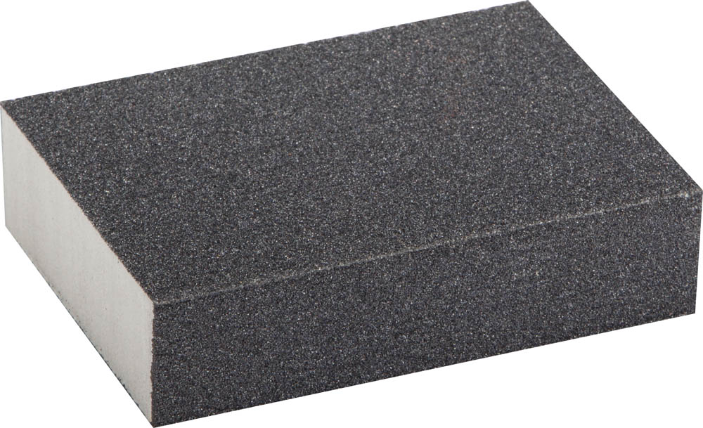 Губка шлифовальная ''ЭКСПЕРТ'' четырехсторонняя, SiC, средняя жесткость, Р120, 100х68х26 мм
