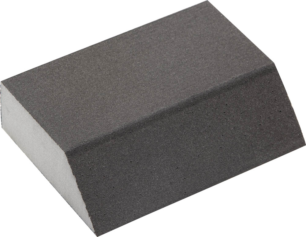 Губка шлифовальная ''Мастер'' четырехсторонняя угловая, средняя жесткость, Р320, 100х68х42х26мм
