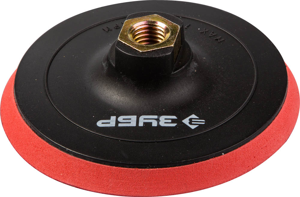 Тарелка опорная ''Мастер'' пластиковая для УШМ под круг на липучке, мягкая полиуретановая прокладка, d 115 мм, М14