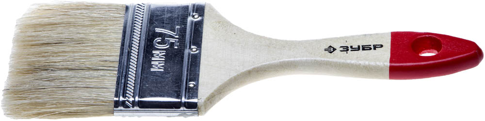 Кисть плоская ''УНИВЕРСАЛ-СТАНДАРТ '', натуральная щетина, деревянная ручка, 75мм