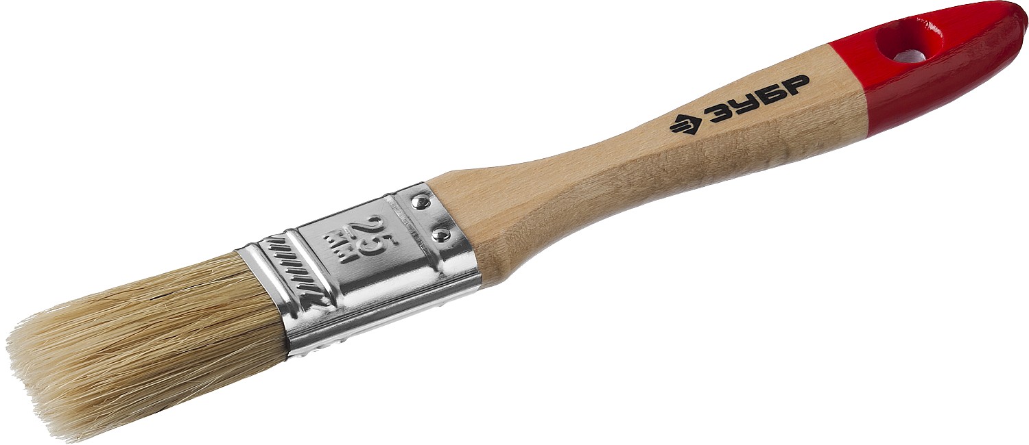 Кисть плоская ''УНИВЕРСАЛ-МАСТЕР'', натуральная щетина, деревянная ручка, 25мм