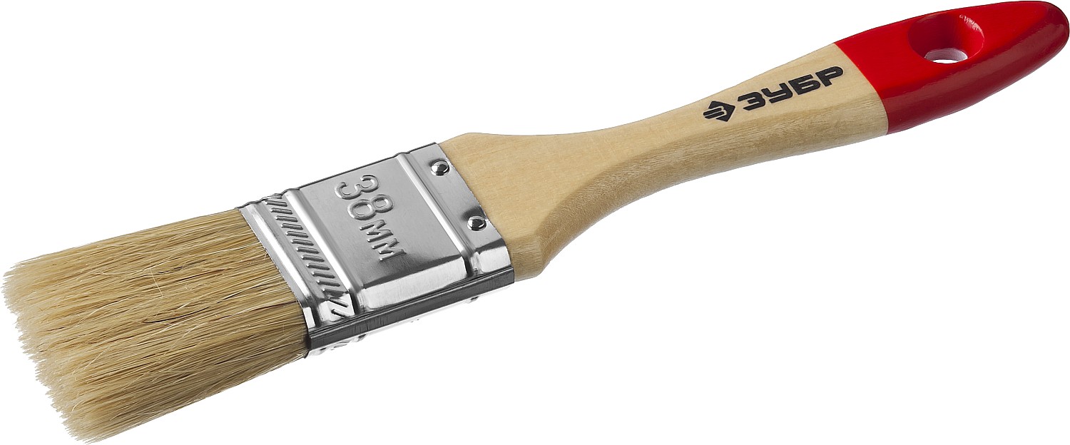 Кисть плоская ''УНИВЕРСАЛ-МАСТЕР'', натуральная щетина, деревянная ручка, 38мм